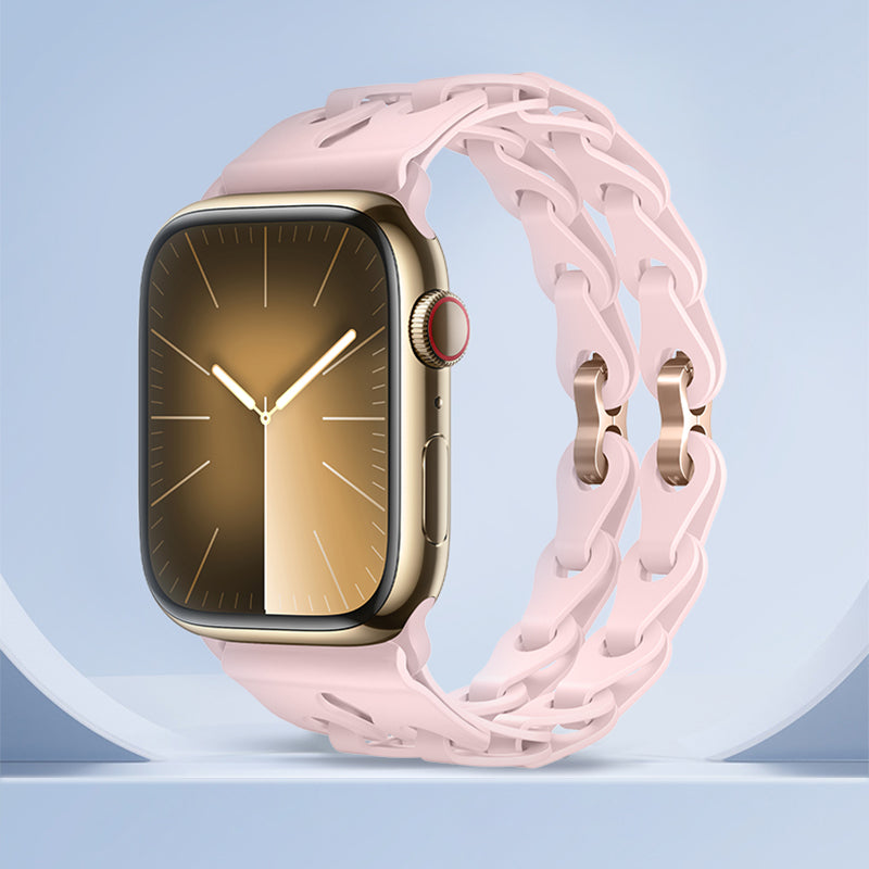 Breathable Chain-Link Silicone Bracelet Band for Apple Watch