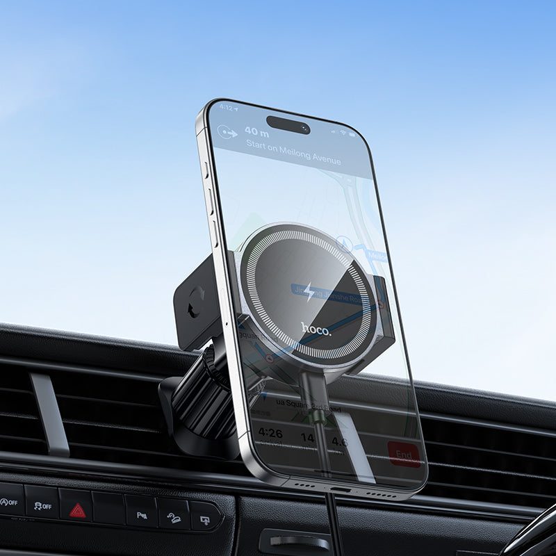 Power Electric MagSafe Wireless Charging Car Holder with Optional Clamp