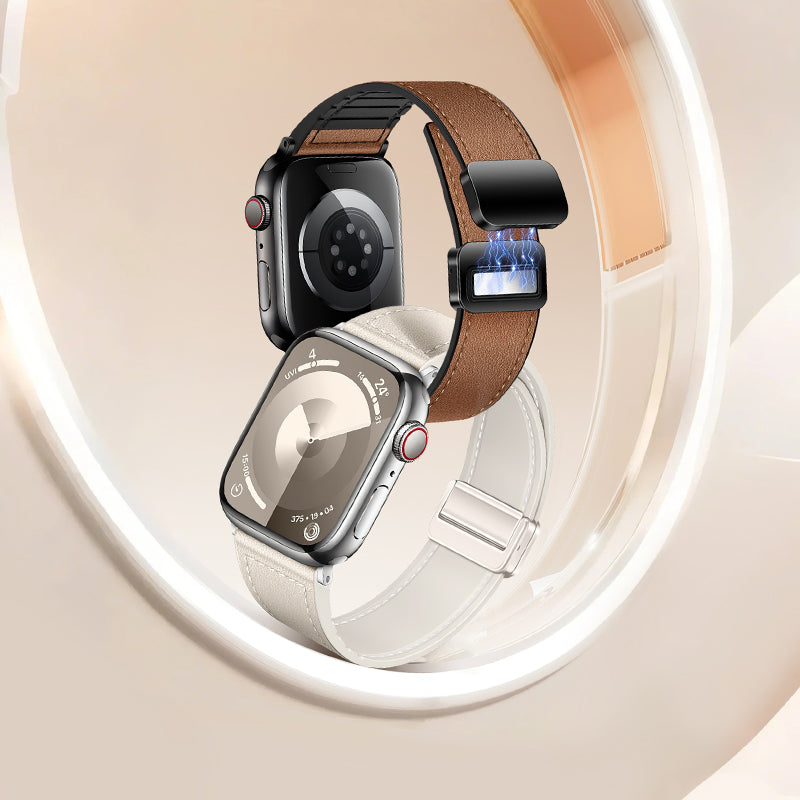 Apple Watch Band -  Basic series Two-Section Double Magnetic Buckle Silicone Leather Strap