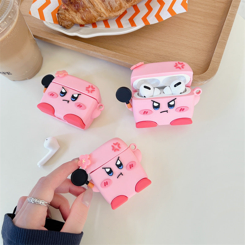 Angry Pink Kirby AirPods Case