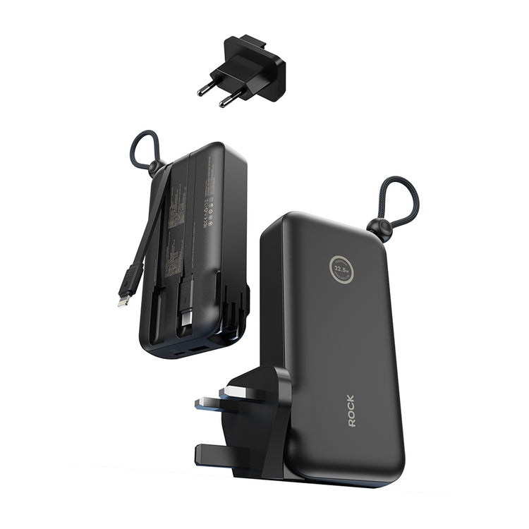 Y30 US/UK/EU Wall Charger Power Bank 22.5W With Built-in Cable (10000mAh)