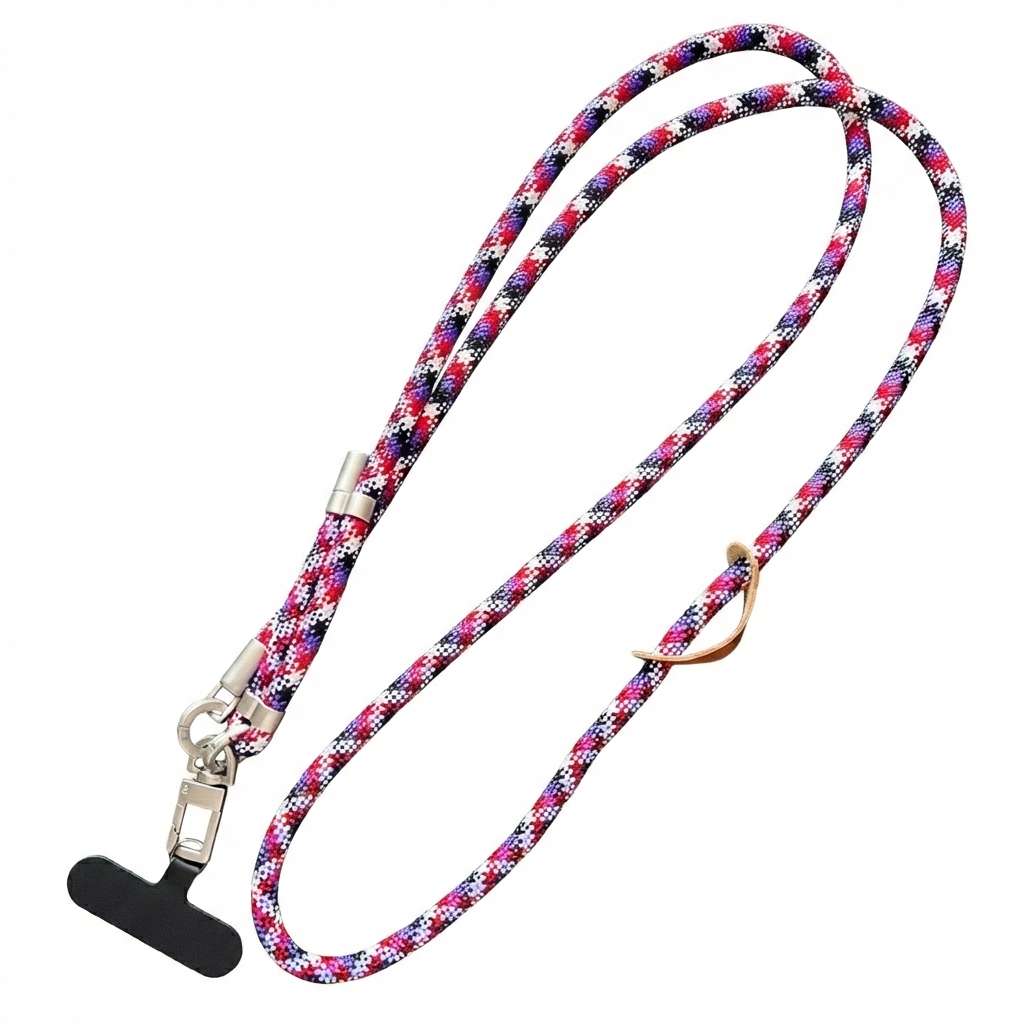 Berry Pink Purple Braided Adjustable Crossbody Phone Lanyard & Neck Strap