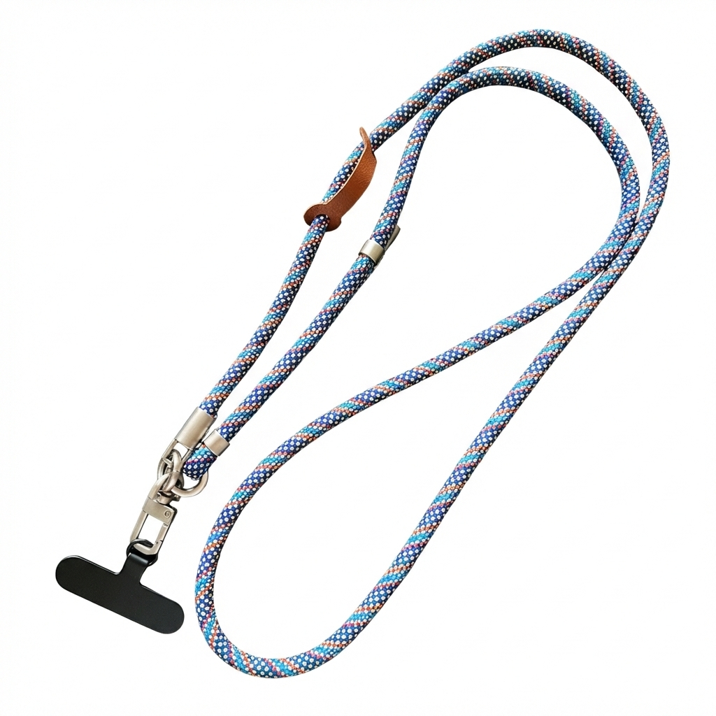 Blue and Copper Braided Adjustable Crossbody Phone Lanyard & Neck Strap