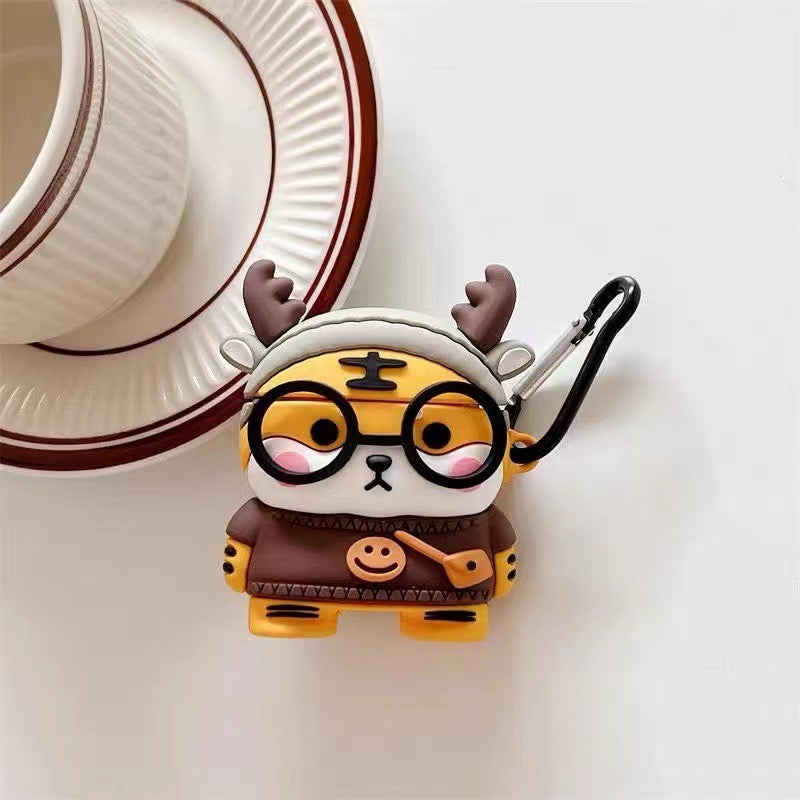 Cartoon Tiger Glasses AirPods Case