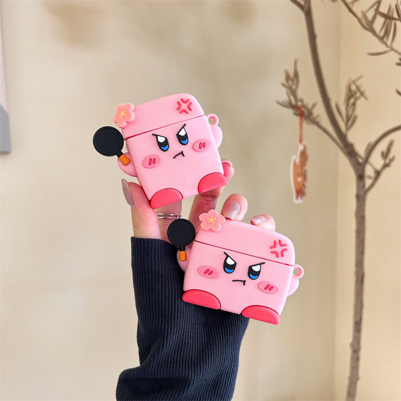 Angry Pink Kirby AirPods Case