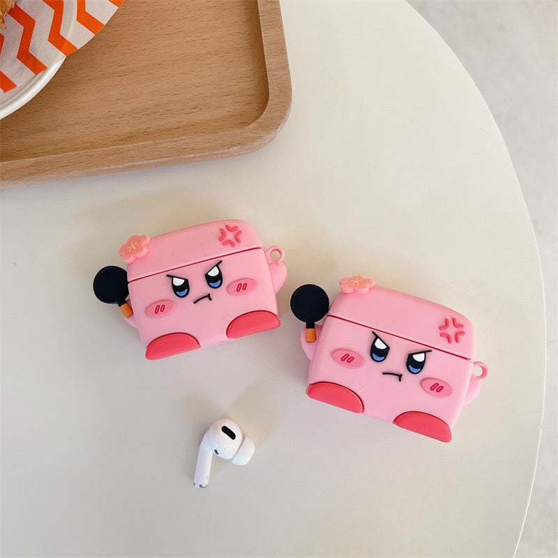 Angry Pink Kirby AirPods Case