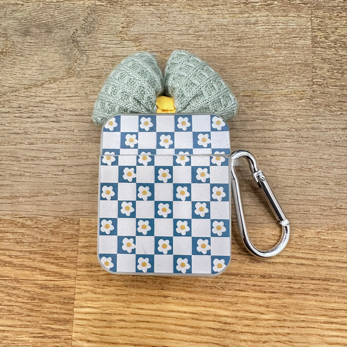 Mint Ribbon Flower AirPods Case