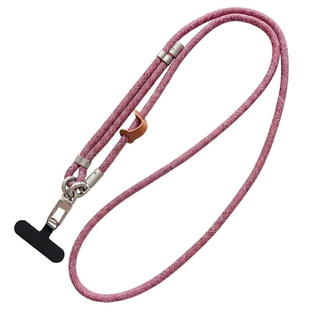 Rose Pink Braided Adjustable Crossbody Phone Lanyard & Neck Strap