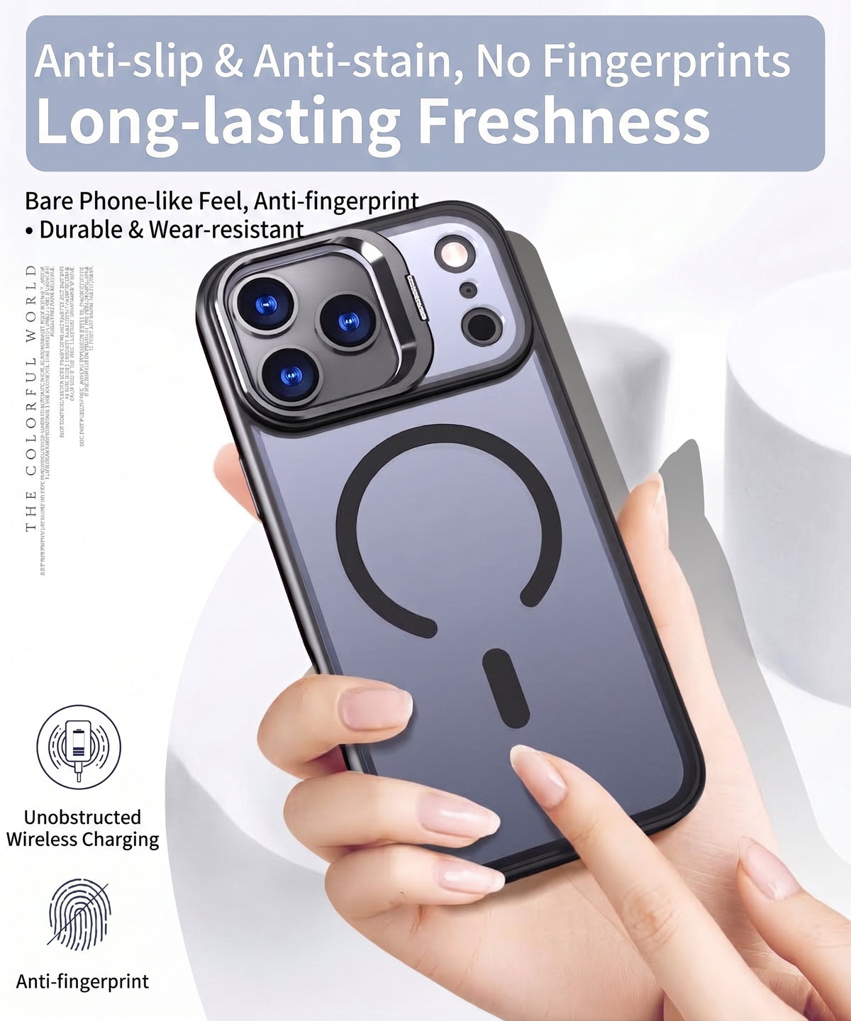 Magnetic Matte Shockproof Case with Folding Camera Lens Kickstand for iPhone 18 / 17 Series (ALL)