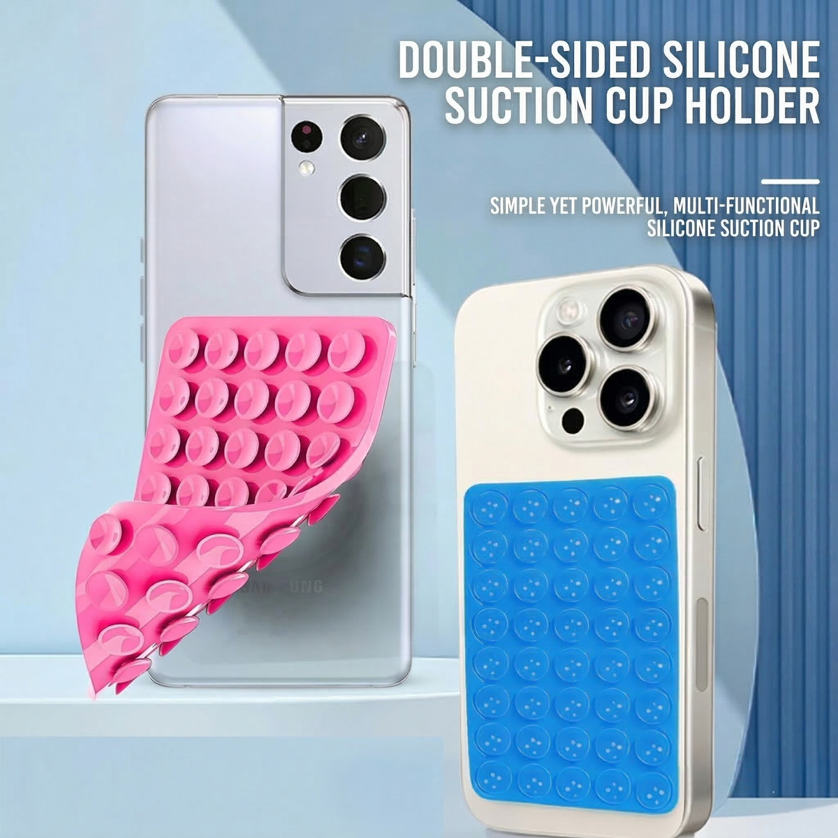 Double-Sided Silicone Suction Cup Phone Mount for Hands-Free Use