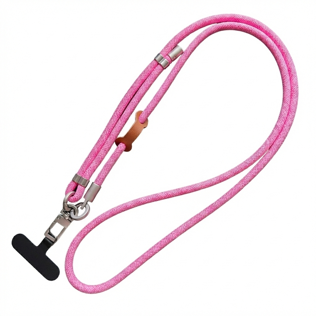 Vibrant Pink Braided Adjustable Crossbody Phone Lanyard &amp; Neck Strap