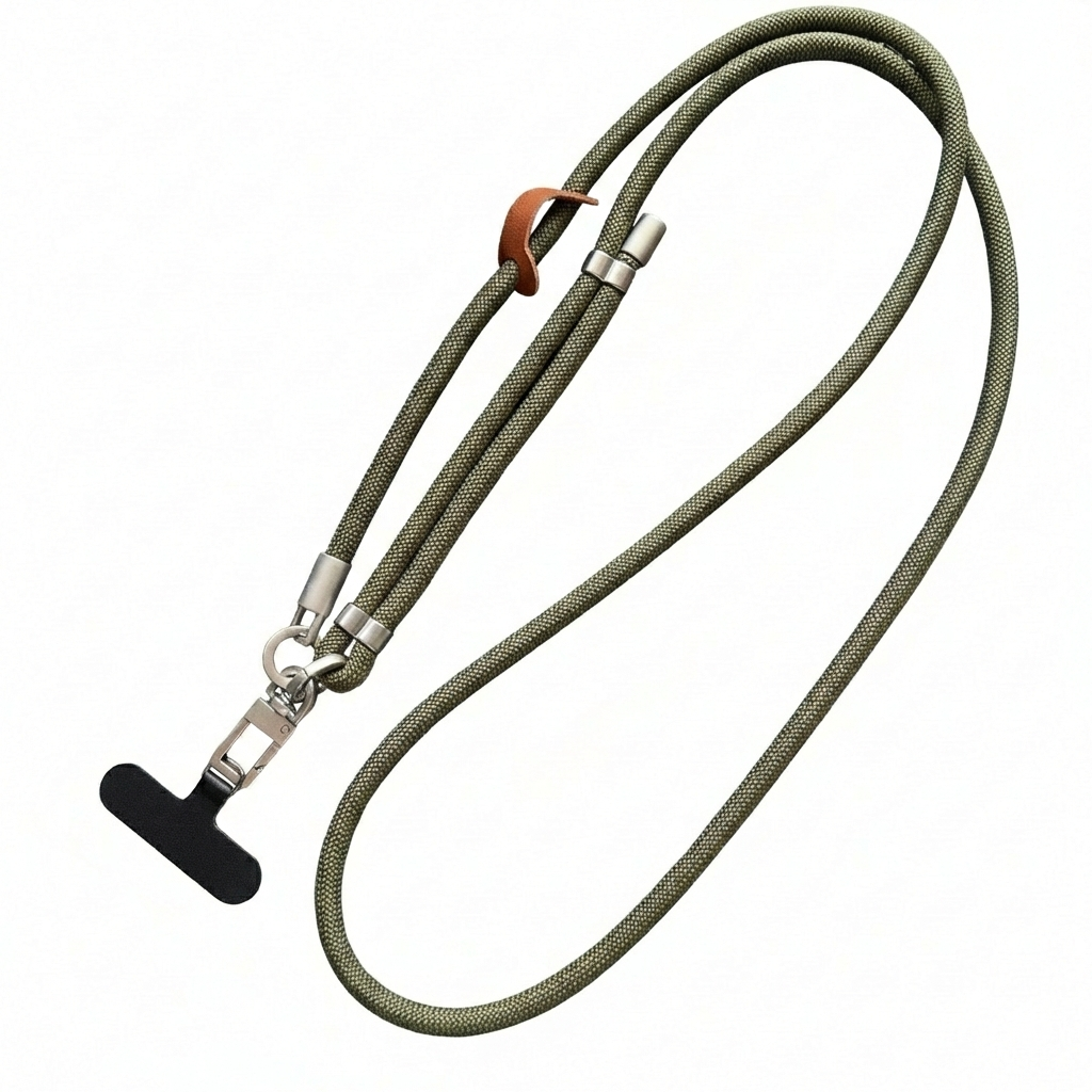 Olive Green Braided Adjustable Crossbody Phone Lanyard &amp; Neck Strap