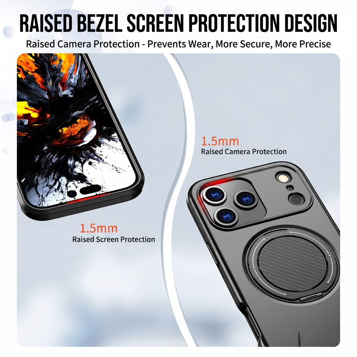 Magnetic 360° Rotating Ring Kickstand Case with Heavy Duty Protection