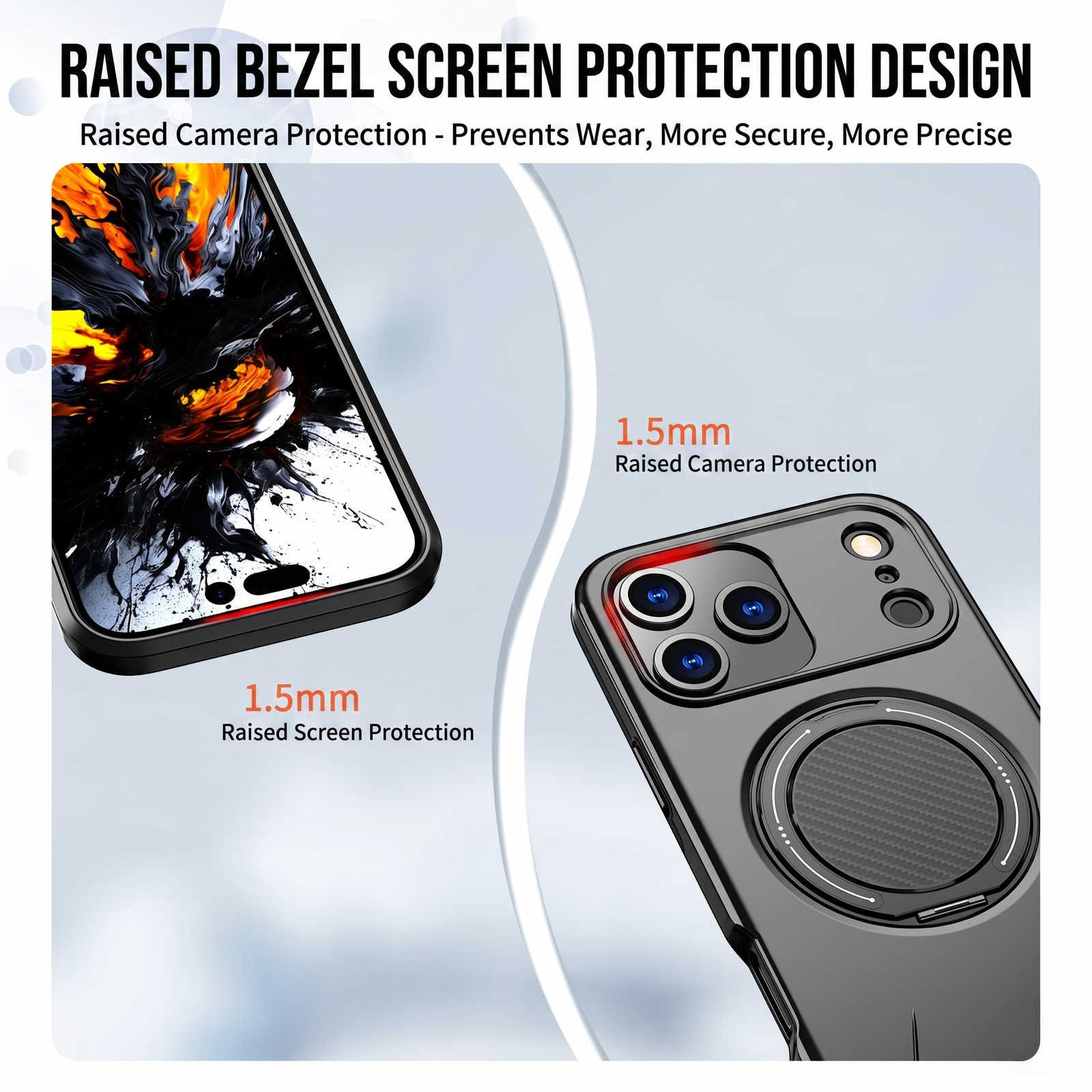 Magnetic 360° Rotating Ring Kickstand Case with Heavy Duty Protection