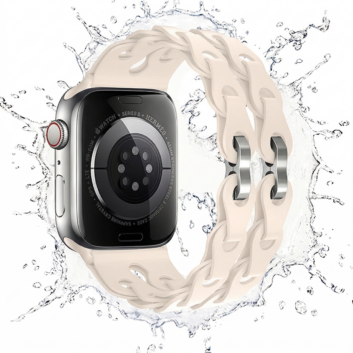Breathable Chain-Link Silicone Bracelet Band for Apple Watch