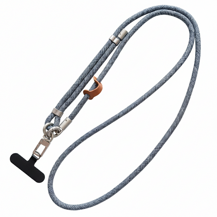 Heather Grey Braided Adjustable Crossbody Phone Lanyard & Neck Strap