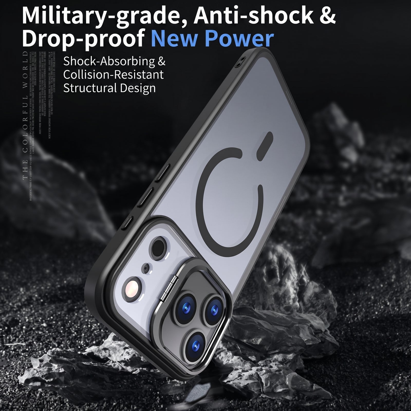 Magnetic Matte Shockproof Case with Folding Camera Lens Kickstand for iPhone 18 / 17 Series (ALL)