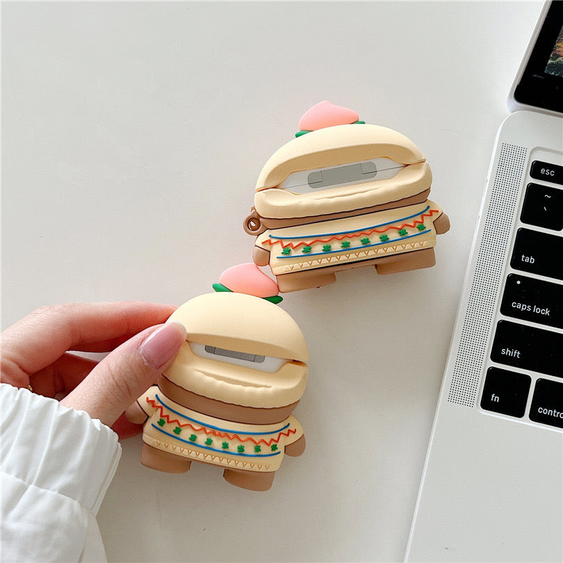 Peach Glasses Bear AirPods Case