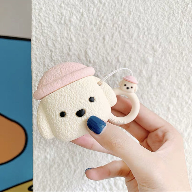 Pink Hat Teddy Dog AirPods Case