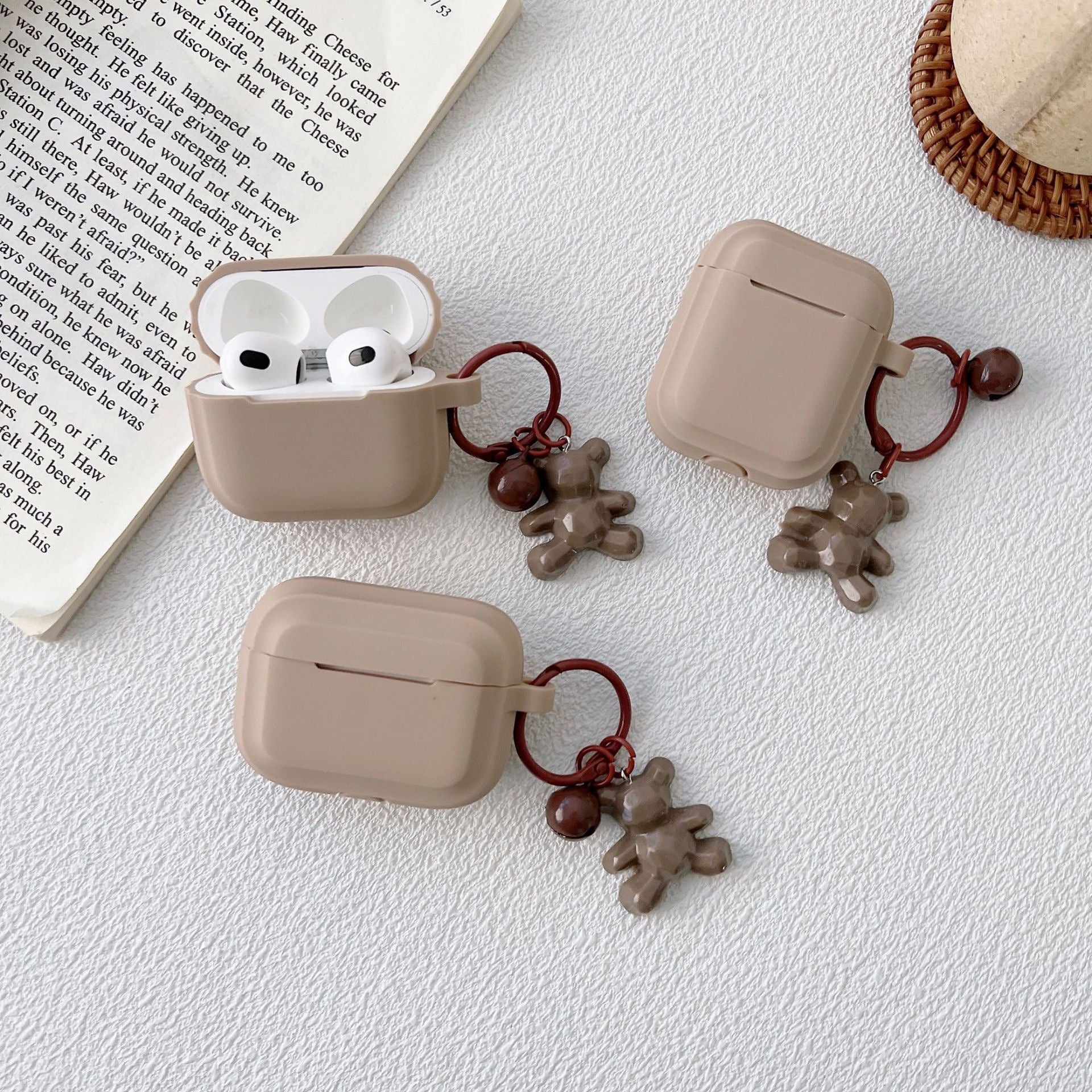 Taupe Bear Sleigh Bell AirPods Case