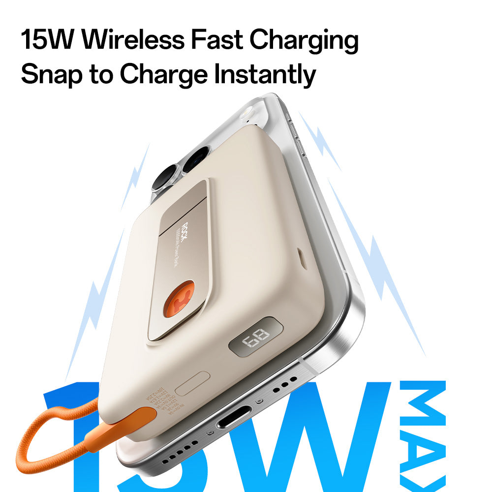 3C Certified P28 Pro PD 22.5W Magnetic Wireless Fast Charging Power Bank with Built-in Cable (10000mAh)