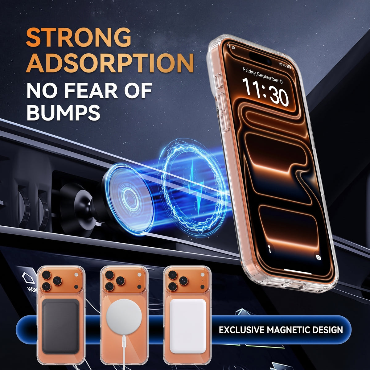 Ultra-Clear Strong Magnetic Suction Transparent Case for iPhone