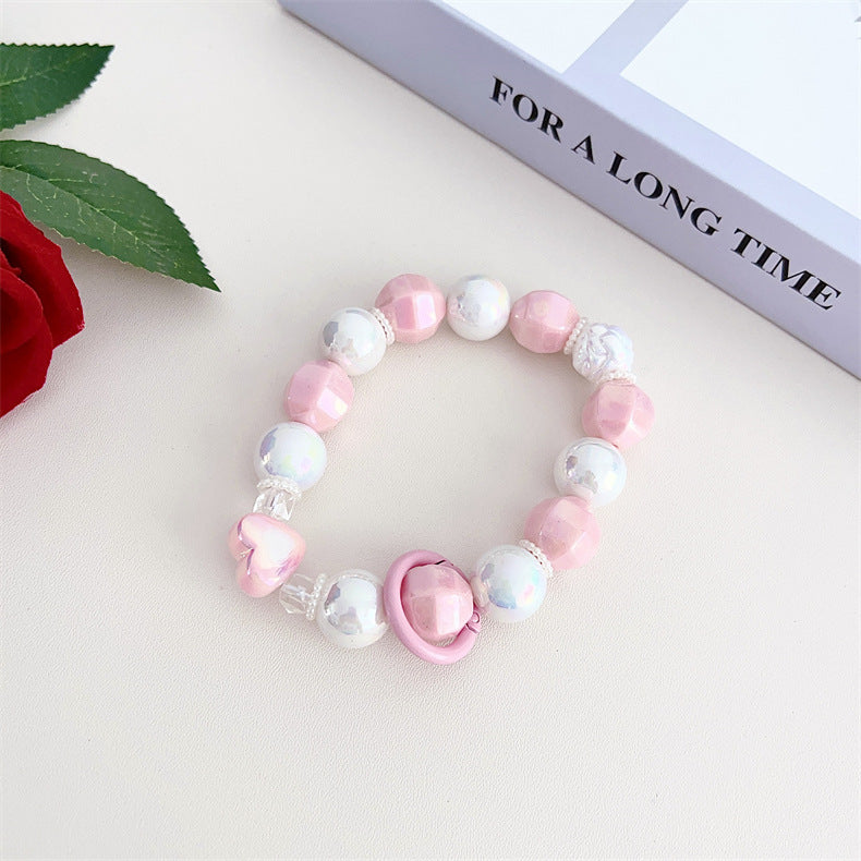 Pink Heart Diamond-Shaped Chain Strap