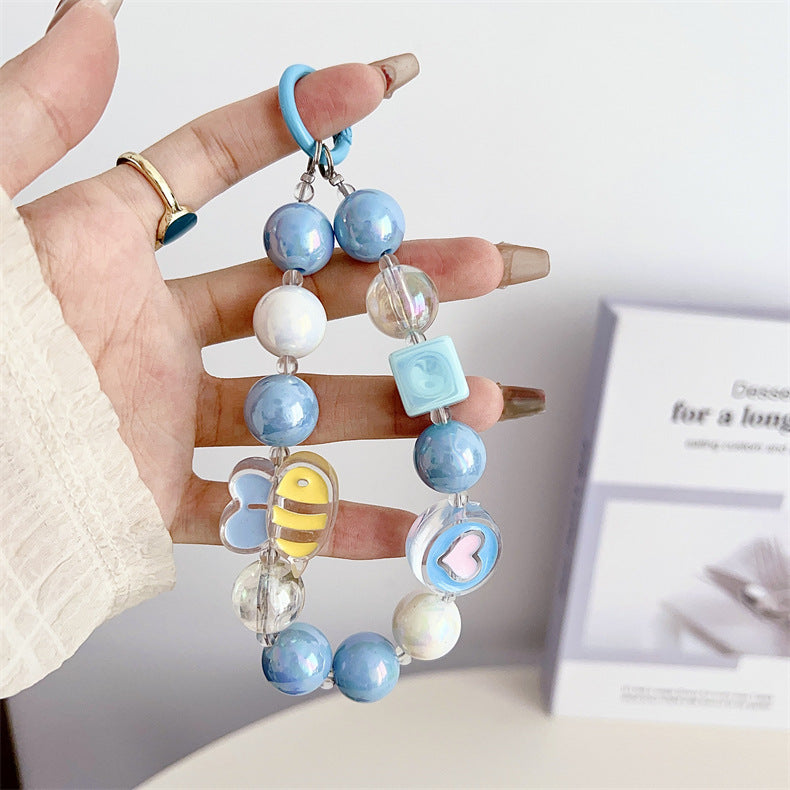 Blue Heart Bee Phone Strap