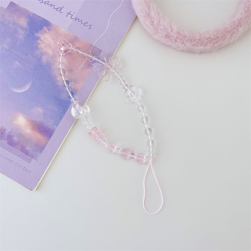 Translucent Pink Bear Pendant Chain Strap