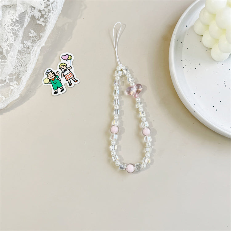 Crystal Transparent Pink Heart Wrist Strap