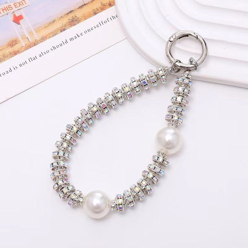 Rhinestones Large Pearls Wrist Strap