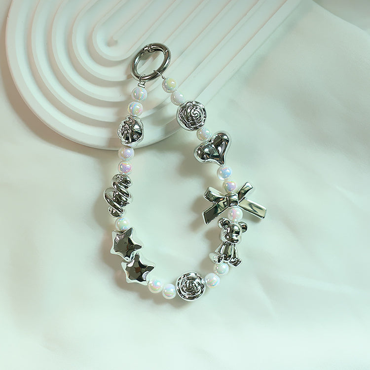 Electroplating Beaded Bear Wrist Strap