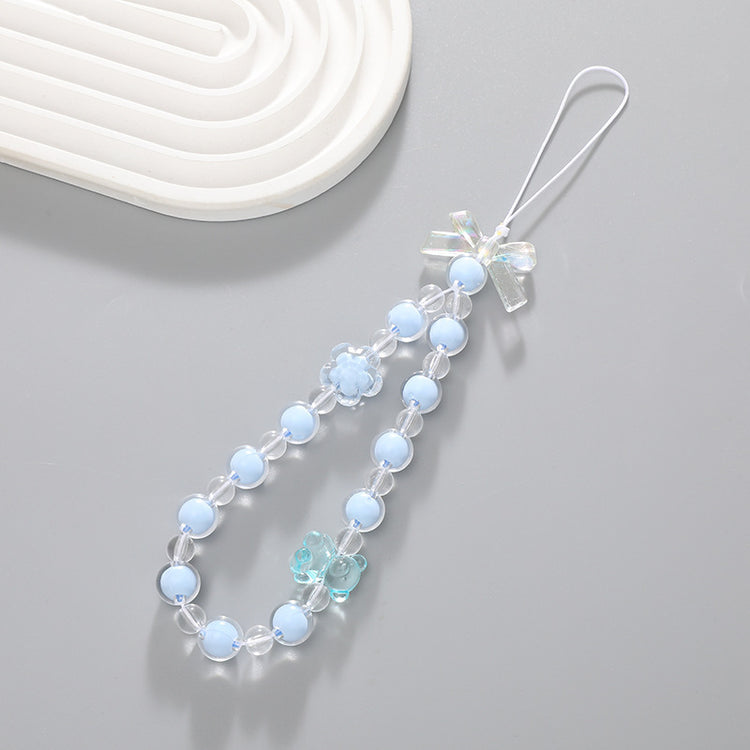 Blue Bowtie Beads Wrist Strap