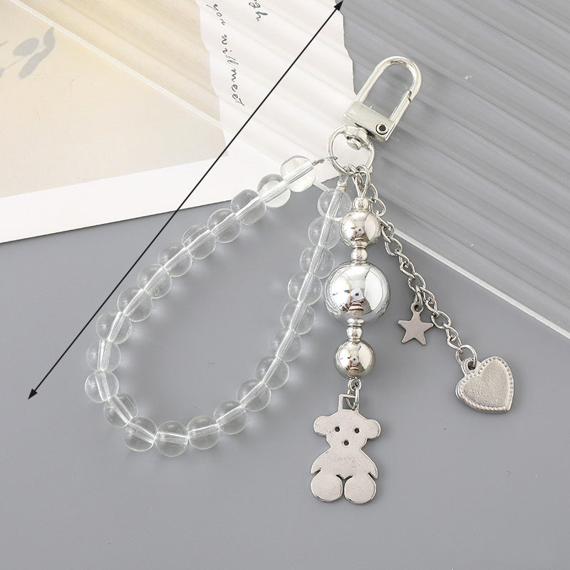 Transparent Bead Bear Wrist Strap