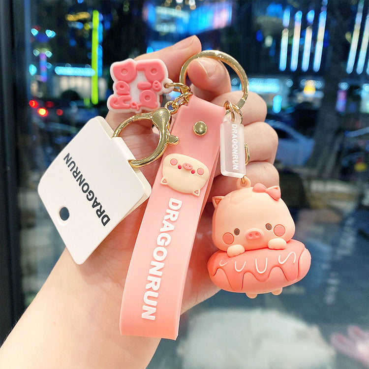 Pink Donut Pig Charm