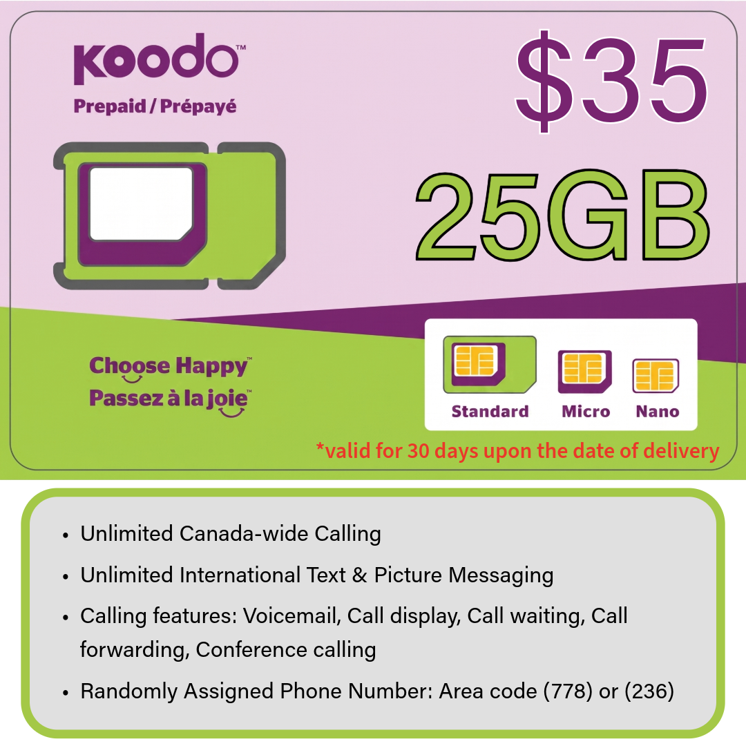 Koodo Prepaid Sim Card ($35 for 25GB)