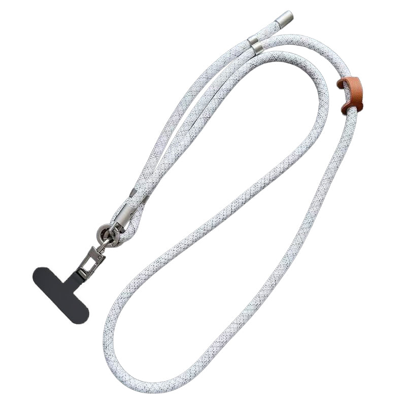 Silver Grey Braided Adjustable Crossbody Phone Lanyard & Neck Strap