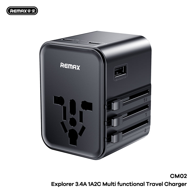 Universal International Travel Adapter with 3 USB Ports &amp; AC Outlet