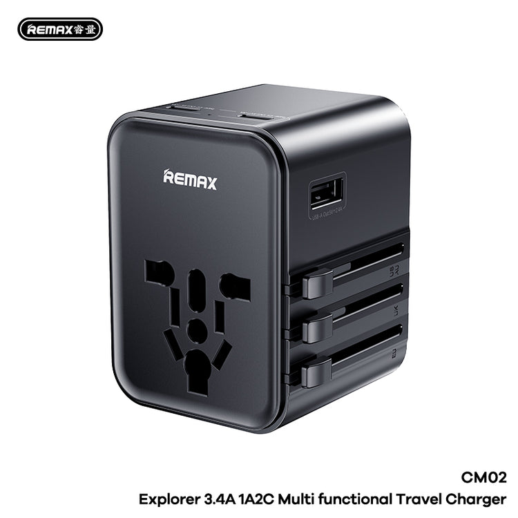 Universal International Travel Adapter with 3 USB Ports & AC Outlet