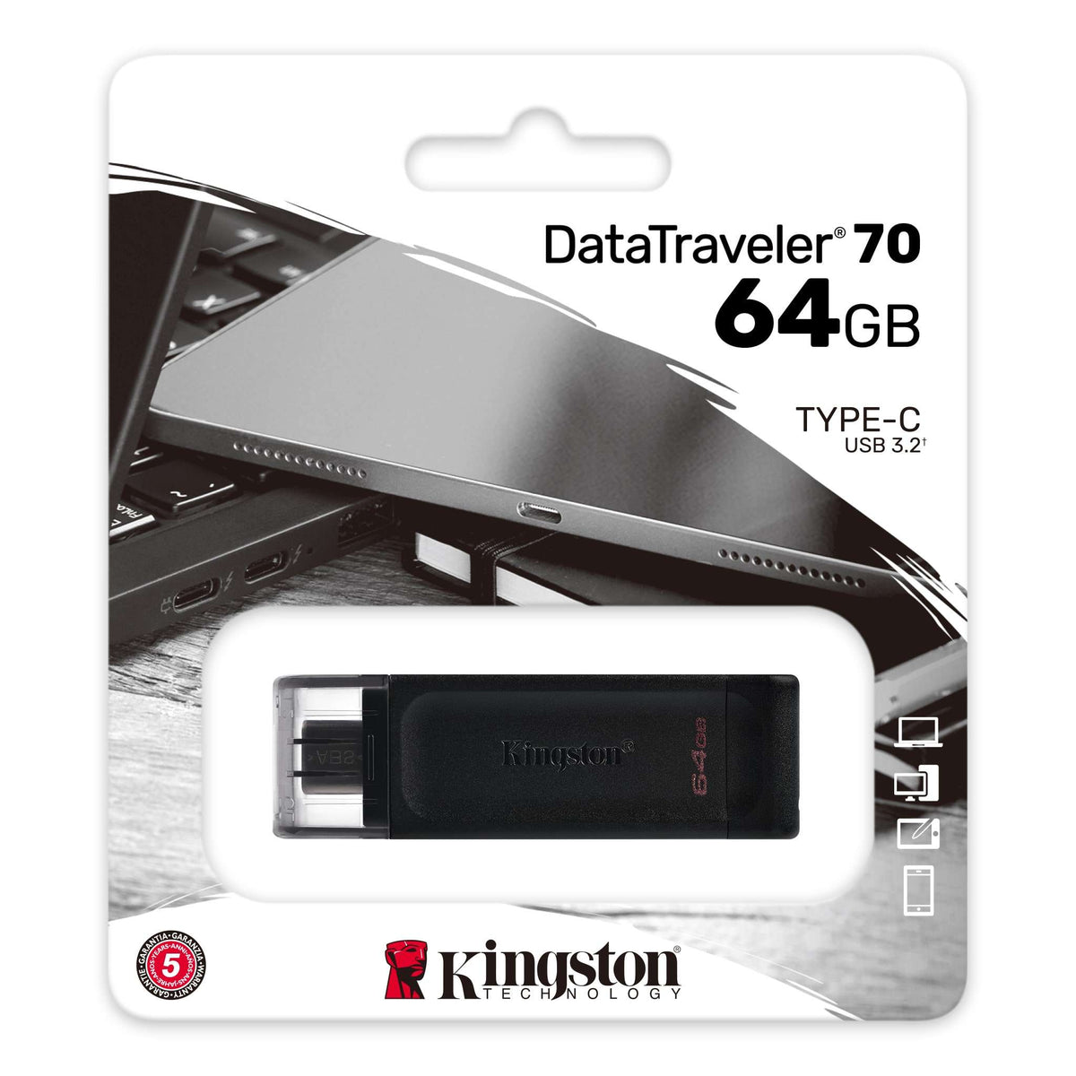 Kingston DataTraveler 70 64GB USB-C USB 3.2 Flash Drive DT70/64GB