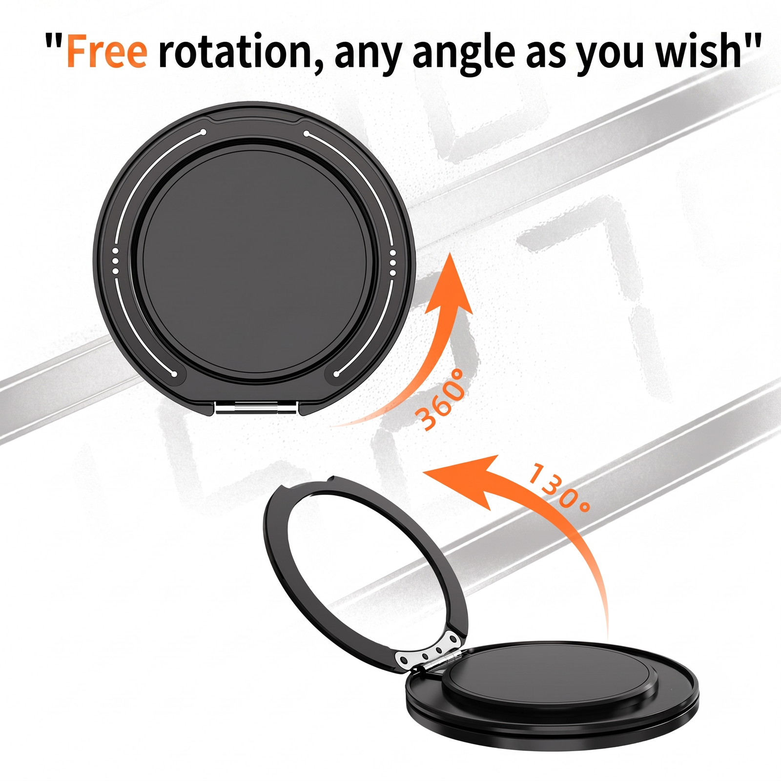 Magnetic Phone Ring Holder and 360 Degree Rotating Kickstand Handle