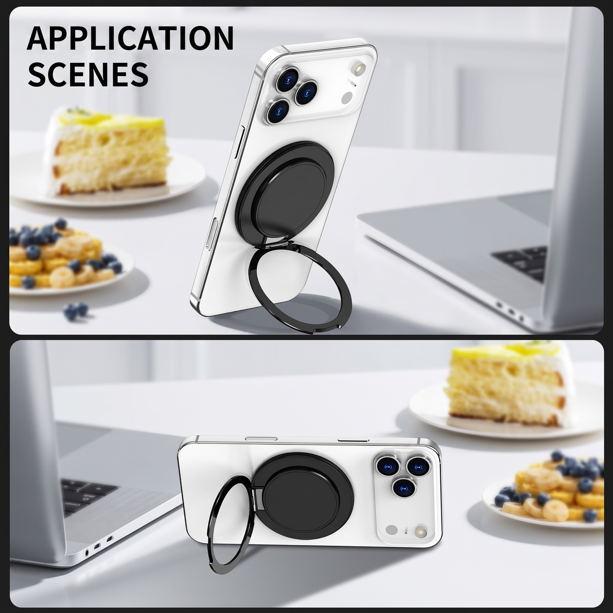 Magnetic Phone Ring Holder and 360 Degree Rotating Kickstand Handle