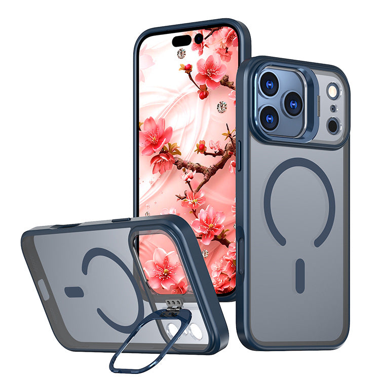 Magnetic Matte Shockproof Case with Folding Camera Lens Kickstand for iPhone 18 / 17 Series (ALL)