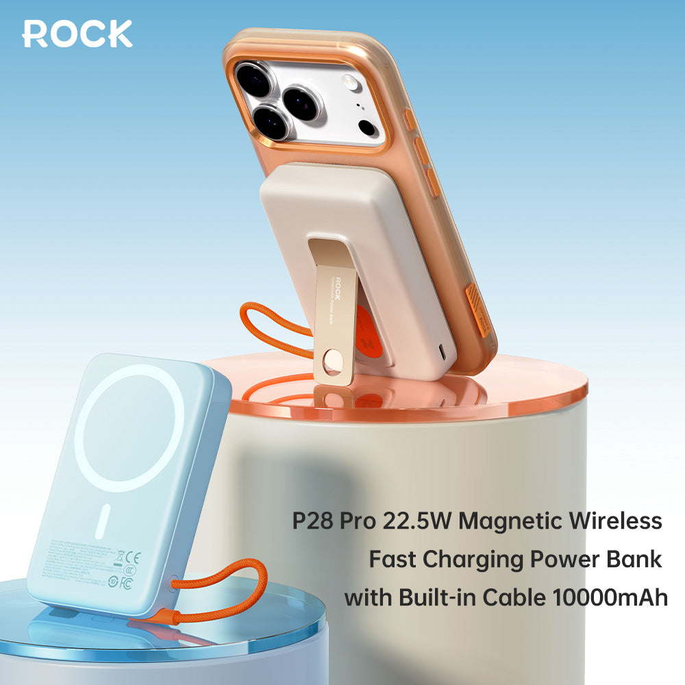 3C Certified P28 Pro PD 22.5W Magnetic Wireless Fast Charging Power Bank with Built-in Cable (10000mAh)