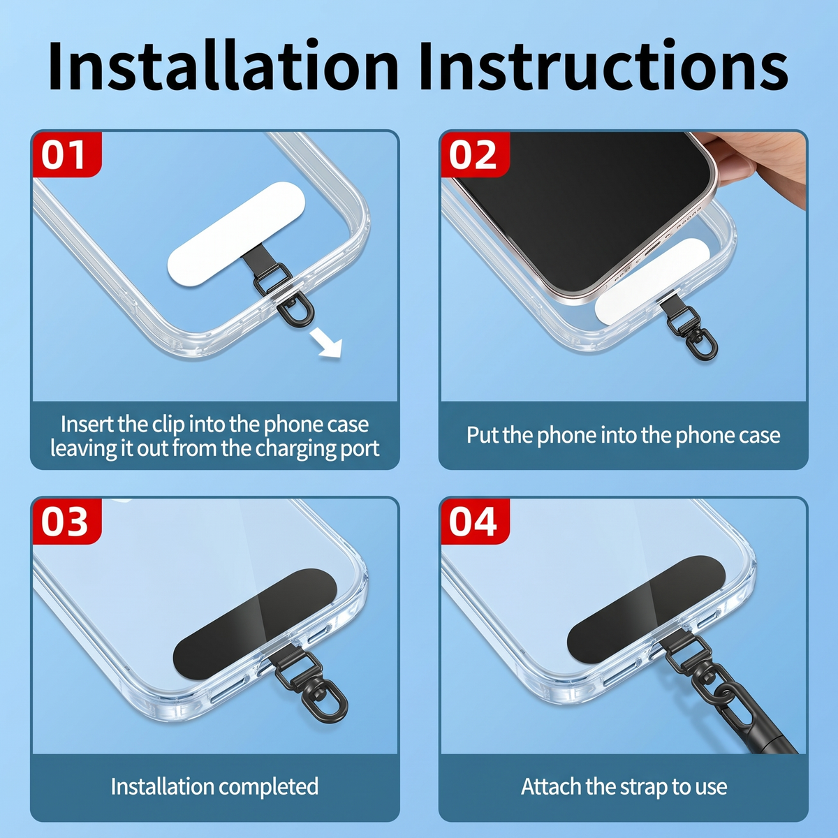 Metal Tether Tab for Lanyard (Small Rectangle)