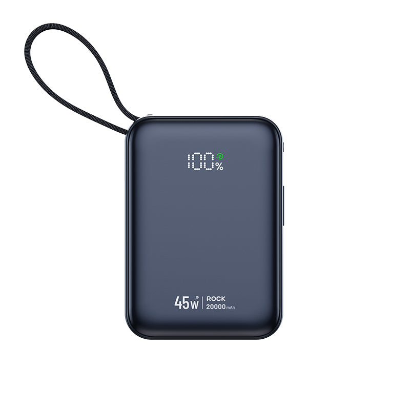3C Certified 45W Mini Fast Charging Power Bank with Built-in Cable (10000/20000mAh)