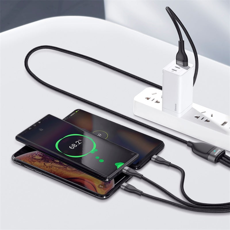 Baseus 3 in 1 USB to USB-C + Lightning + Micro-USB Charge Cable (1.2m) - SKmobile Canada