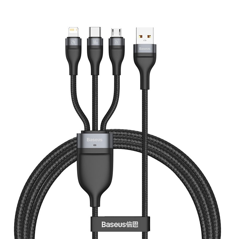 Câble flexible 3-en-1 USB vers Micro-USB / Éclairage / USB-C en tissu BASEUS (1,2 m)