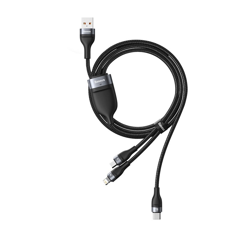 Câble flexible 3-en-1 USB vers Micro-USB / Éclairage / USB-C en tissu BASEUS (1,2 m)