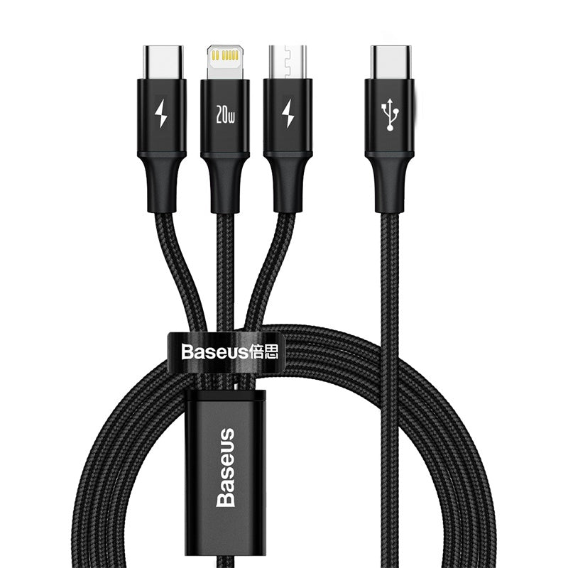 Baseus 3-in-1 USB-C to USB-C + Lightning + Micro-USB  Charge Cable (1.5m) - SKmobile Canada